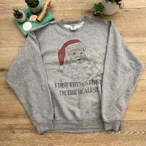 JERZEES grey Santa crewneck